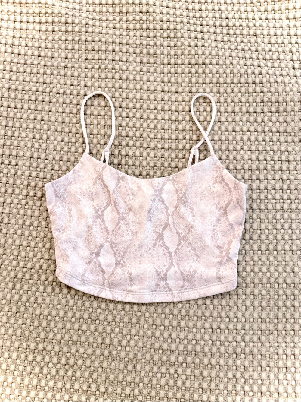 Forever 21 Pale Snake Print Spaghetti Strap Crop Top